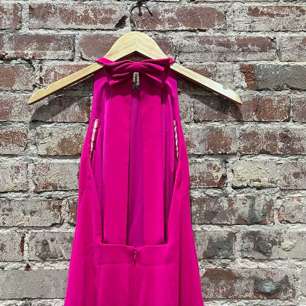 Badgley Mischka Magenta Bow Back Dress Size 0 - Picture 8 of 11